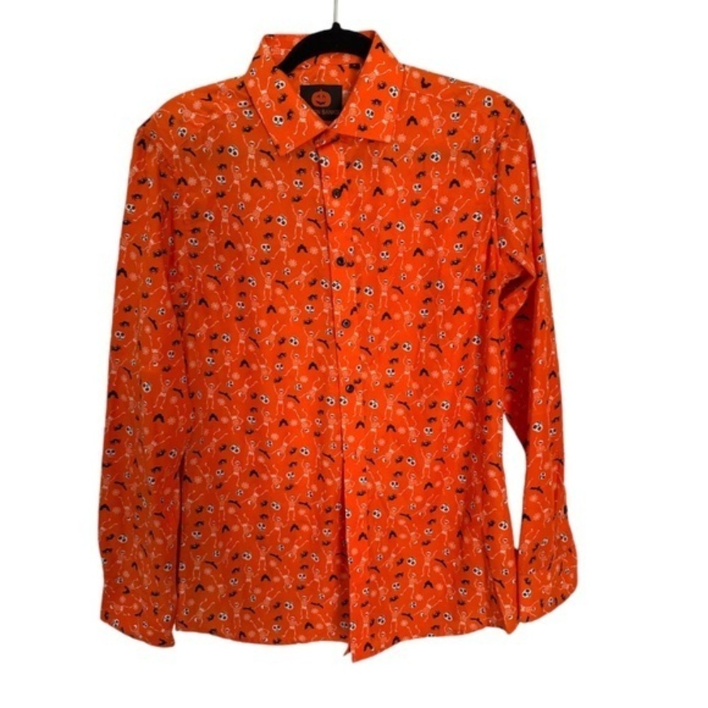 SIMON BANKS Halloween spooky print casual button down shirt size small